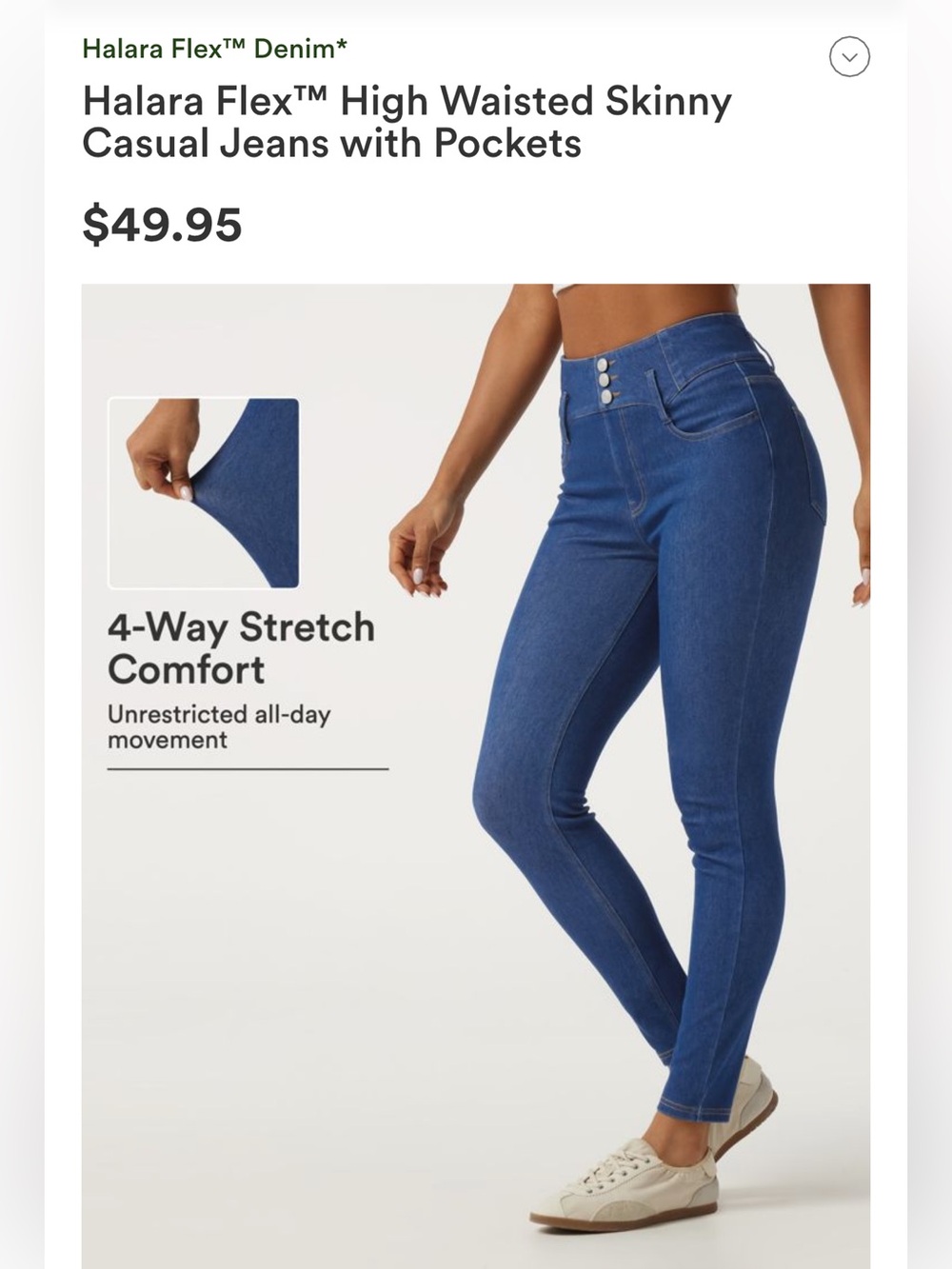 HALARA High Rise Skinny Jeans in Blue Denim